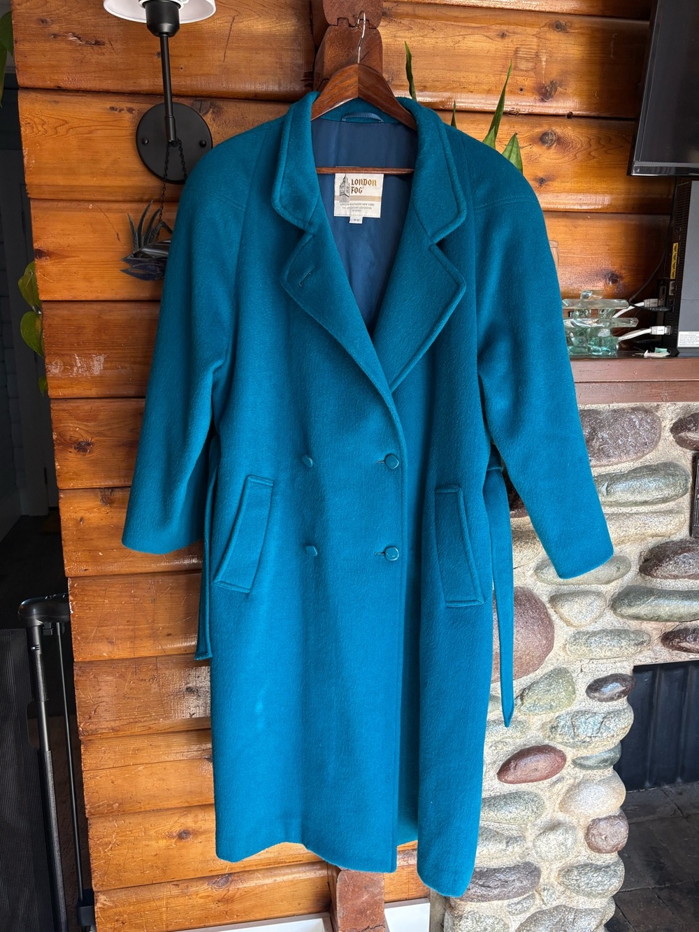 London Fog 100% Pure Virgin Wool Teal Belted Maxi Coat 14M Vintage